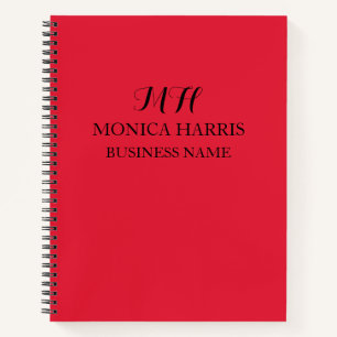 Beruflich Red Monogram Initial Business Notizbuch