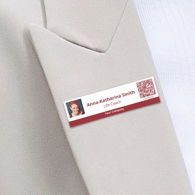 Beruflich Red White Image QR Code Company Namensschild (Professional Red White Image QR-code Company Name Tag)