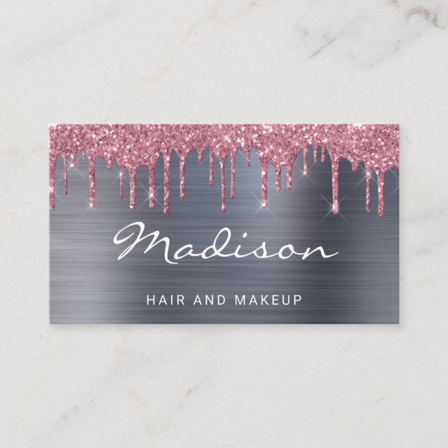 Beruflich rosa Glitzer, Haarfett und Schminke Visitenkarte (Vorderseite)