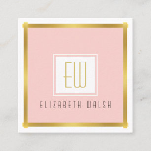 Beruflich rosa Schwarz und Gold Card Design Quadratische Visitenkarte