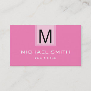 Beruflich rosa Solid-Color-Monogramm Visitenkarte