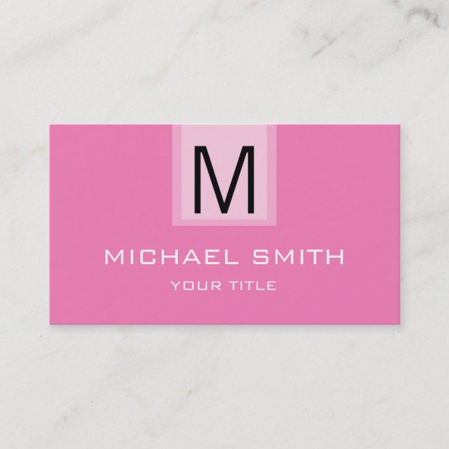 Beruflich rosa Solid-Color-Monogramm Visitenkarte (Vorderseite)