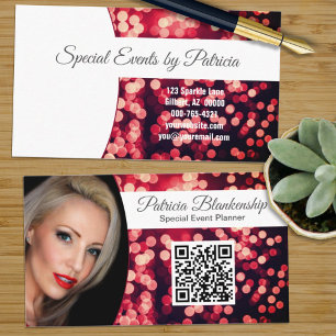 Beruflich Rosy Red Bokeh Custom Foto QR Visitenkarte