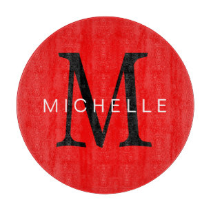 Beruflich-Rot-Monogramm Ihr Name Schneidebrett