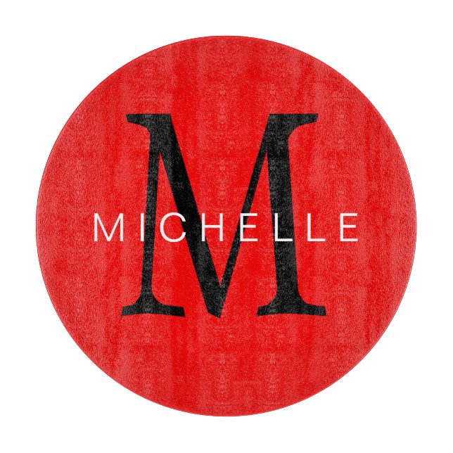 Beruflich-Rot-Monogramm Ihr Name Schneidebrett (Vorderseite)