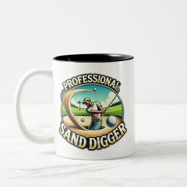 Beruflich Sand Digger - Golf Spaß Zweifarbige Tasse (Links)