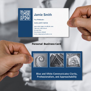 Beruflich scannable Collage Blue White Personal Visitenkarte