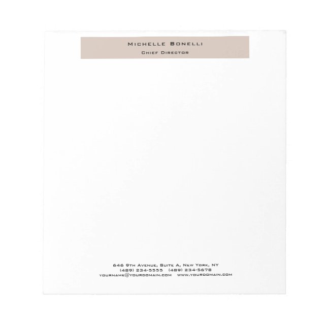 Beruflich Schlicht modern Minimalistisch Notizblock (Vorderseite)