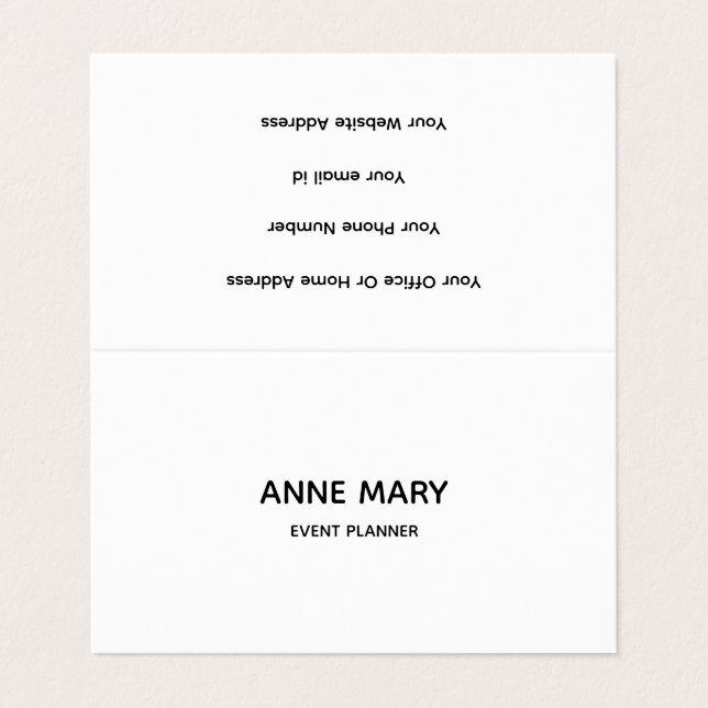 Beruflich schlicht und Schwarz-weiß modern Visitenkarten (Außenseite Aufgefaltet)