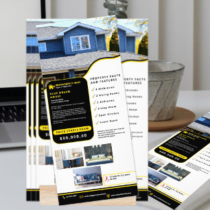 Beruflich Schwarz/Gelb Real Staat Moderner Werbekarte