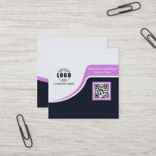 Beruflich Schwarz Lila hinzufügen Sie Ihre Logo-QR Quadratische Visitenkarte