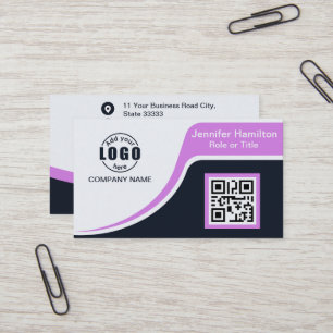 Beruflich Schwarz Lila hinzufügen Sie Ihre Logo-QR Visitenkarte