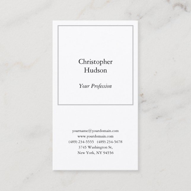 Beruflich Schwarz/Weiß Schlicht Premium Silber Visitenkarte (Vorderseite)