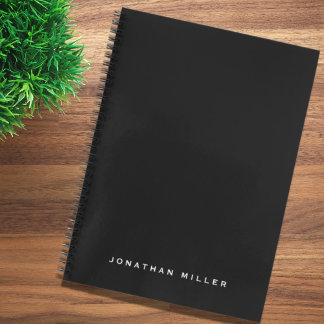 Beruflich Schwarz-weißer Personalisierter Name Notizbuch