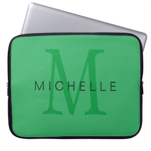 Beruflich-Sea-Green-Monogramm Laptopschutzhülle