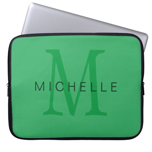Beruflich-Sea-Green-Monogramm Laptopschutzhülle (Vorderseite)