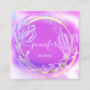 Beruflich Shop Gold Pink Floral QR-Logo Quadratische Visitenkarte