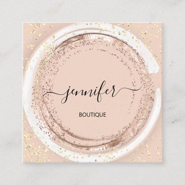 Beruflich Shop WELLNESS-CENTER Rahmen Rose Glitzer Quadratische Visitenkarte (Vorderseite)