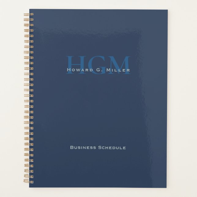 Beruflich Simple Blue 3 Letter Monogram Planer (Vorderseite)