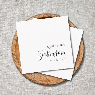 Beruflich Simple Elegant Schwarz-weiß Consultant Quadratische Visitenkarte
