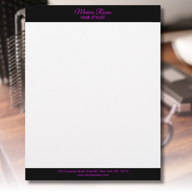 Beruflich Simple Modern Neon Magenta Letterhead Briefbogen (Von Creator hochgeladen)
