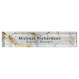 Beruflich Sleek Grey White Namensplakette