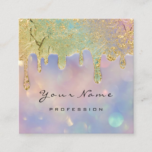 Beruflich Smoky Blue Holograph Tropfens Nails Quadratische Visitenkarte (Vorderseite)
