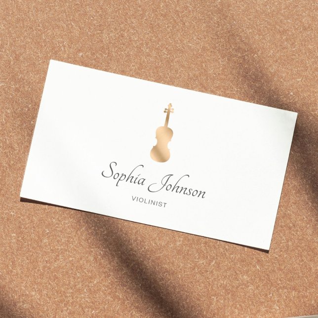 Beruflich Violinist Gold Elegante White Visitenkarte (Von Creator hochgeladen)