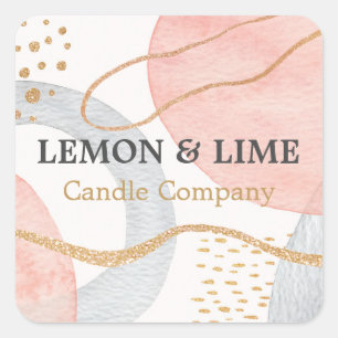 Berufliche Abstrakte Pasta Wasserfarbe Rosa Quadratischer Aufkleber