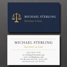 Berufliche Anwaltskanzlei Navy Blue Gold Visitenkarte