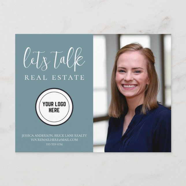 Berufliche Aquamarine Kontaktinformation Foto Real Postkarte (Vorderseite)