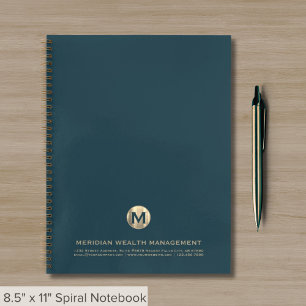 Berufliche Aquamarine und Gold-Business-Monogramm Notizbuch