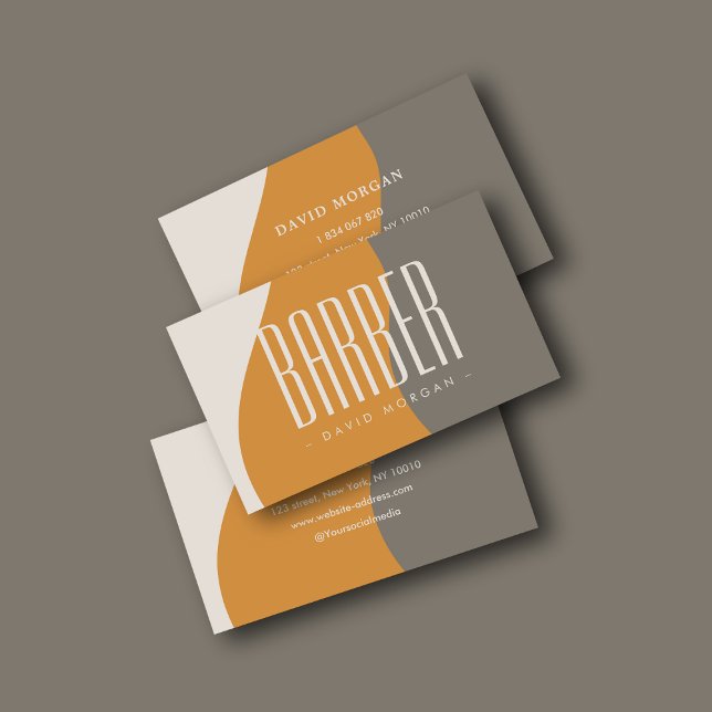Berufliche Barber Earth Tones rustikal Visitenkarte (Von Creator hochgeladen)