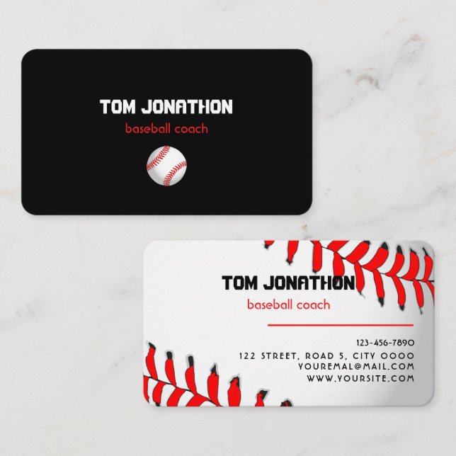 berufliche Baseball Coach Business Card Visitenkarte (Vorne/Hinten)