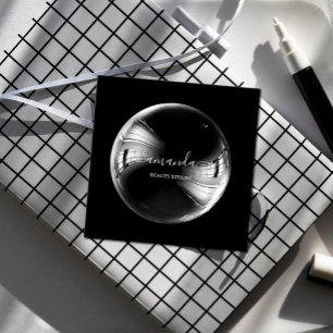 Berufliche Beauty Makeup Logo-Blase Schwarz Quadratische Visitenkarte