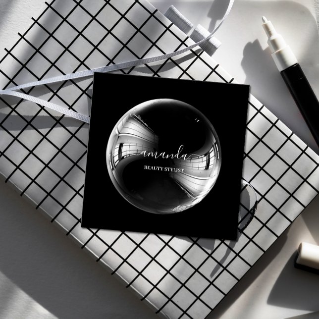 Berufliche Beauty Makeup Logo-Blase Schwarz Quadratische Visitenkarte (Von Creator hochgeladen)