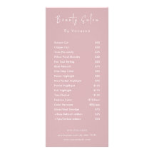 Berufliche Beauty Salon Preislisten