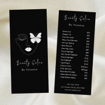 Berufliche Beauty Salon Preislisten