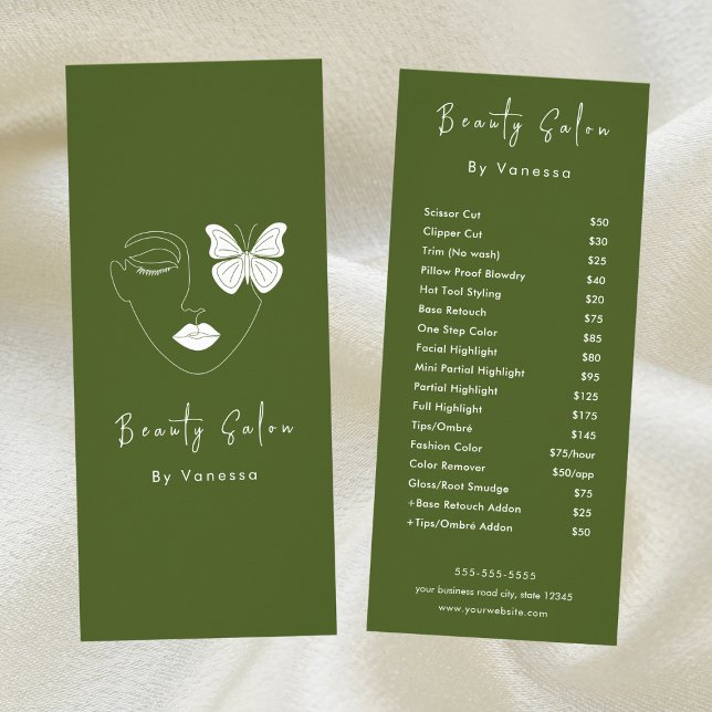 Berufliche Beauty Salon Preislisten Werbekarte (Von Creator hochgeladen)