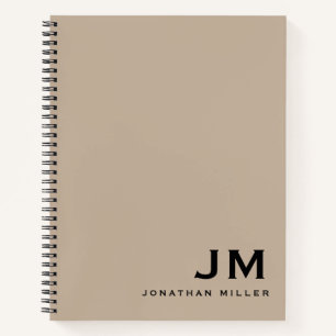 Berufliche Beige Monogramm-Initialen Notizbuch