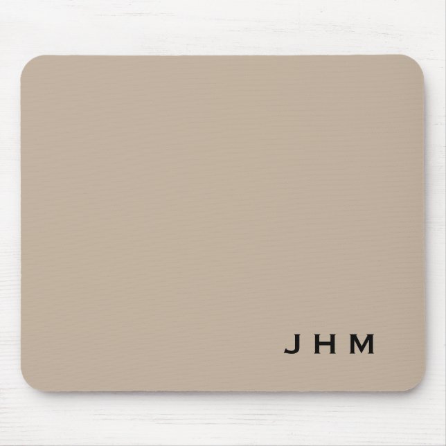 Berufliche Beige- und Schwarz-Monogramm-Initialen Mousepad (Vorne)