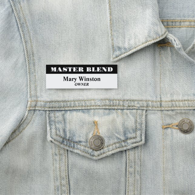 Berufliche Bezeichnung in Weiß und Schwarz Namensschild (Beispiel)