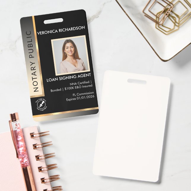 Berufliche Black & Gold Notar Foto ID Ausweis (Büro)