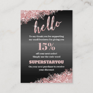 Berufliche Black Rose Gold Danke Einsteckkarte Visitenkarte