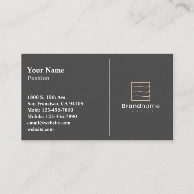 Berufliche Black Split Business Card Visitenkarte (Vorderseite)