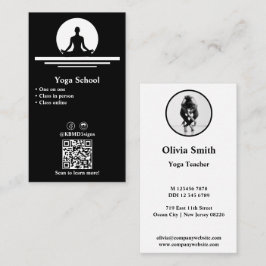 Berufliche Black & White Yoga Business Card Treuekarte