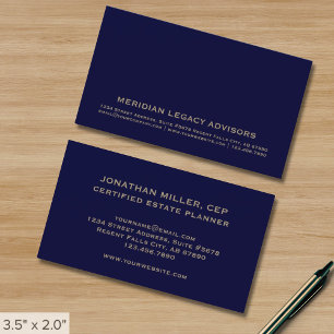 Berufliche Blue/Gold Business Card Visitenkarte