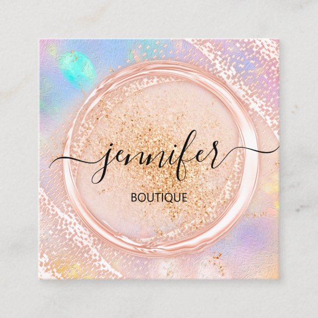 Berufliche Boutique Shop Beauty Logo-Rose Quadratische Visitenkarte (Vorderseite)