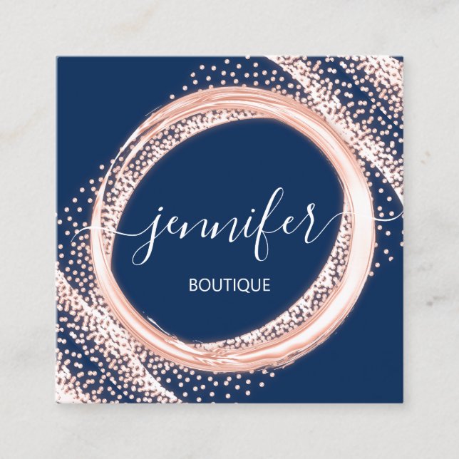 Berufliche Boutique Shop Beauty Rose Navy Quadratische Visitenkarte (Vorderseite)