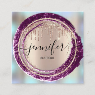 Berufliche Boutique Shop Blaue Rose Berry Gold Quadratische Visitenkarte